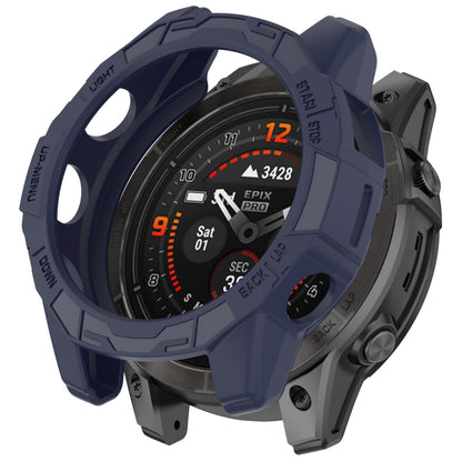 For Garmin Fenix E 47mm Armor Hollow TPU Half Coverage Watch Protective Case(Midnight Blue) - Watch Cases by buy2fix | Online Shopping UK | buy2fix