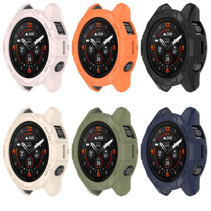 For Garmin Fenix E 47mm Armor Hollow TPU Half Coverage Watch Protective Case(Black) - Watch Cases by buy2fix | Online Shopping UK | buy2fix