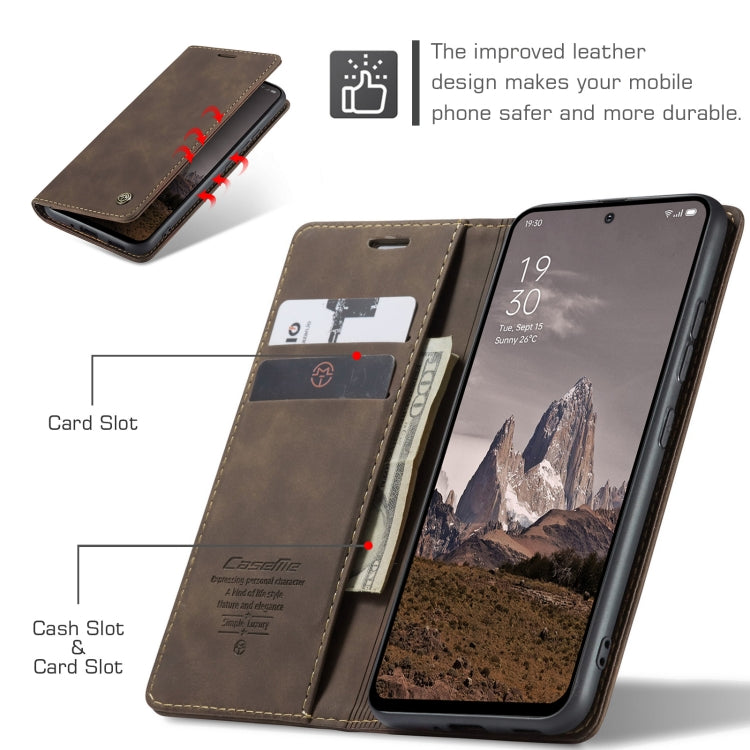 For OPPO Reno12 5G Global CaseMe 013 Multifunctional Horizontal Flip Leather Phone Case(Coffee) - Reno12 Cases by CaseMe | Online Shopping UK | buy2fix