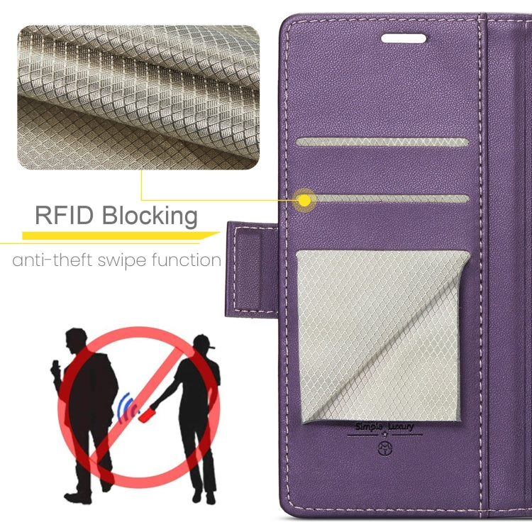 For OPPO Reno12 5G Global CaseMe 023 Butterfly Buckle Litchi Texture RFID Anti-theft Leather Phone Case(Purple) - Reno12 Cases by CaseMe | Online Shopping UK | buy2fix