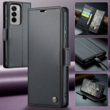 For OPPO Reno12 Pro 5G Global CaseMe 023 Butterfly Buckle Litchi Texture RFID Anti-theft Leather Phone Case(Black) - Reno12 Pro Cases by CaseMe | Online Shopping UK | buy2fix