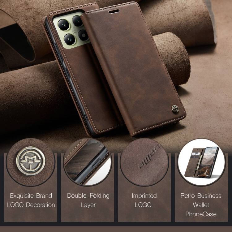 For Xiaomi 14T CaseMe 013 Multifunctional Horizontal Flip Leather Phone Case(Coffee) - 14T Cases by CaseMe | Online Shopping UK | buy2fix