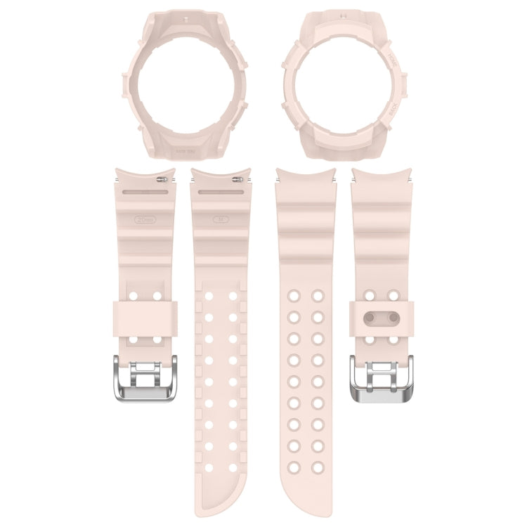 For Samsung Galaxy Watch 7 44mm Armor Silicone Watch Band with Watch Case Set(Pink) - Watch Bands by buy2fix | Online Shopping UK | buy2fix