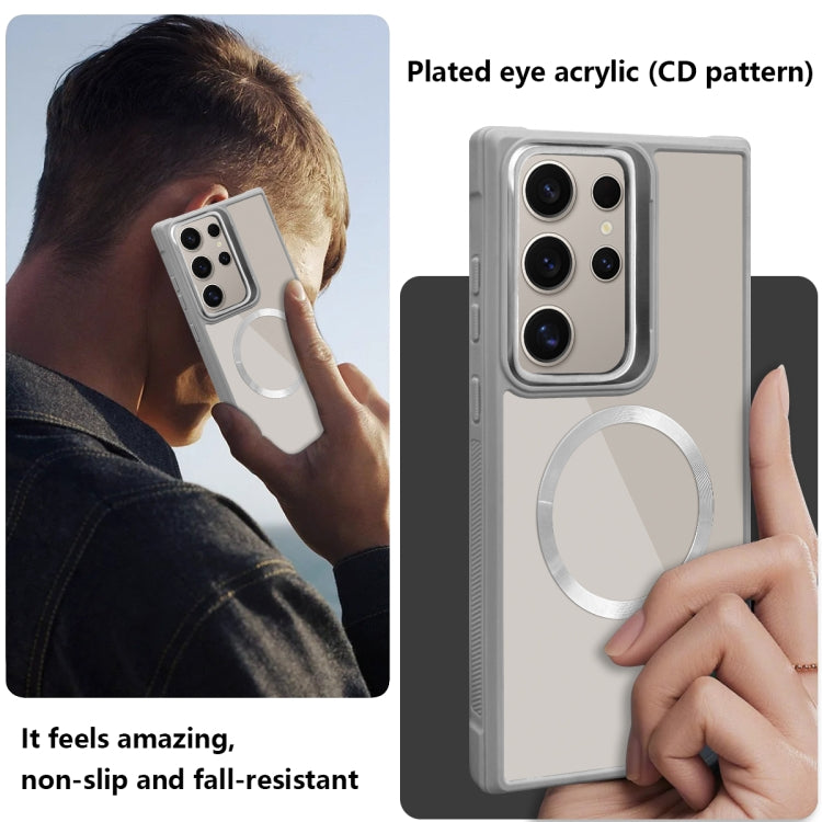 For Samsung Galaxy S25 Ultra 5G Plated CD Texture MagSafe Acrylic Hybrid TPU Phone Case(Gray) - Galaxy S25 Ultra 5G Cases by buy2fix | Online Shopping UK | buy2fix