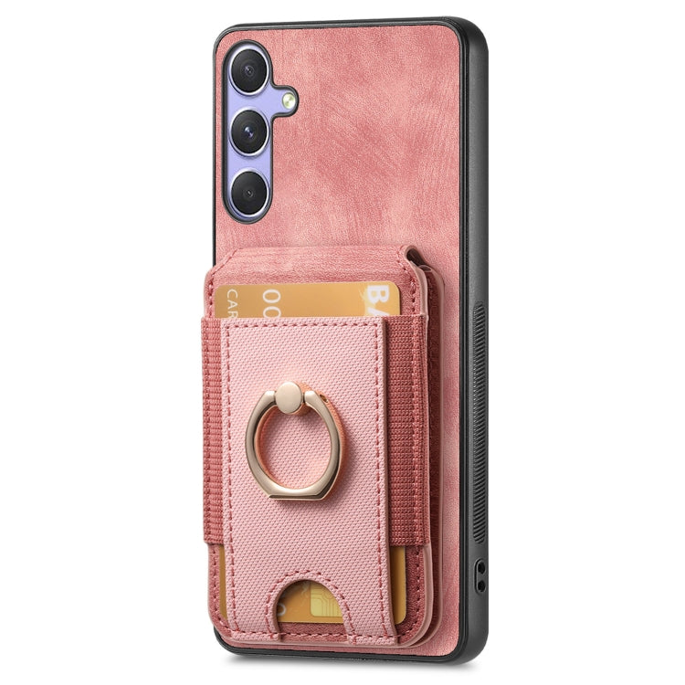 For Samsung Galaxy S25+ 5G Retro Splitable Magnetic Stand Card Bag Leather Phone Case(Pink) - Galaxy S25+ 5G Cases by buy2fix | Online Shopping UK | buy2fix