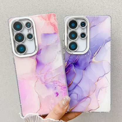 For Samsung Galaxy S25+ 5G Electroplated Marble Texture Phone Case(Pink M2) - Galaxy S25+ 5G Cases by buy2fix | Online Shopping UK | buy2fix