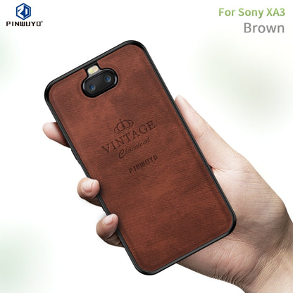 PINWUYO Shockproof Waterproof Full Coverage TPU + PU Cloth+Anti-shock Cotton Protective Case for Sony Xperia 10 / Xperia XA3(Brown) - Sony Cases by 1 | Online Shopping UK | buy2fix