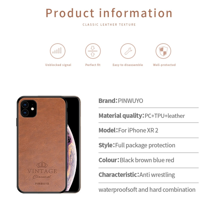 PINWUYO Pin Rui Series Classical Leather, PC + TPU + PU Leather Waterproof And Anti-fall All-inclusive Protective Shell for iPhone 11(Brown) - More iPhone Cases by PINWUYO | Online Shopping UK | buy2fix