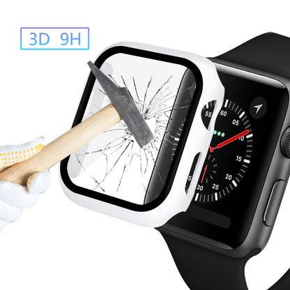 ENKAY Hat-prince Full Coverage PC Case + Tempered Glass Protector for Apple Watch Series 5 / 4 40mm(White) - Watch Cases by ENKAY | Online Shopping UK | buy2fix