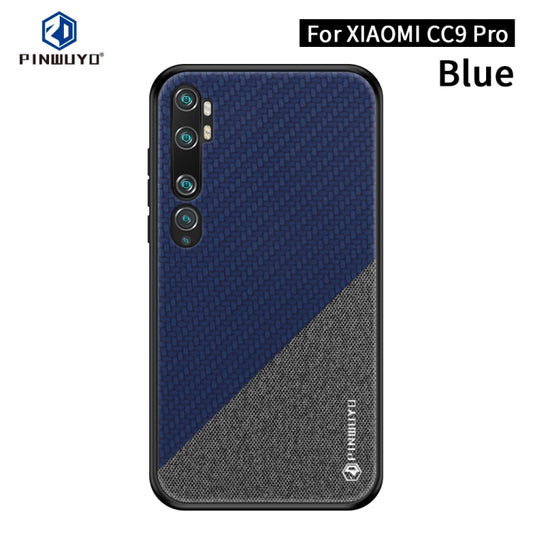 For Xiaomi CC9 Pro / Note10 PINWUYO Rong Series  Shockproof PC + TPU+ Chemical Fiber Cloth Protective Cover(Blue) - Xiaomi Cases by PINWUYO | Online Shopping UK | buy2fix