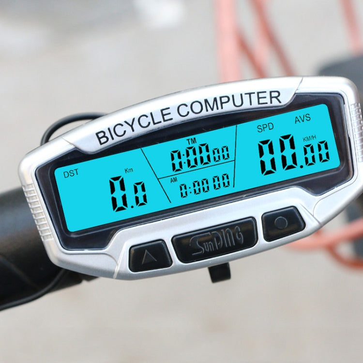 SUNDING SD-558A Bicycle Computer Wired Stopwatch Bicycle Speedometer Digital Odometer Rainproof LCD Backlight Stopwatch - Speedometers by SUNDING | Online Shopping UK | buy2fix