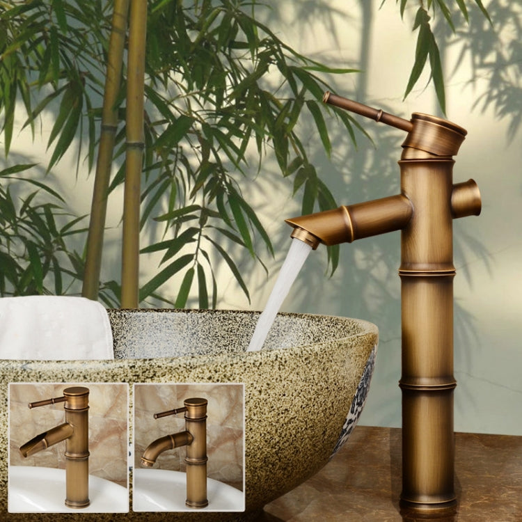 Antique Retro Hot Cold Water Bathroom Counter Basin Bamboo Waterfall Basin Copper Faucet, Specifications:Early 2 Knots - Faucets & Accessories by buy2fix | Online Shopping UK | buy2fix