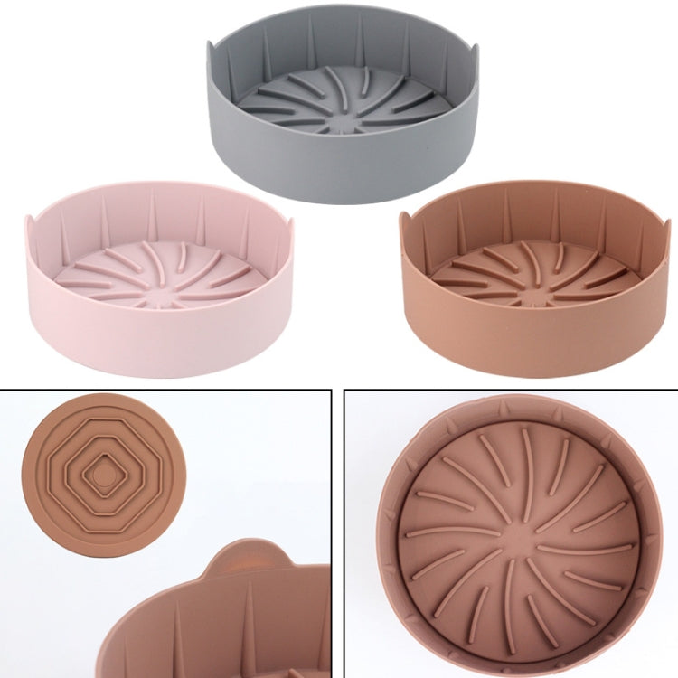 Air Fryer Silicone Grill Pan Accessories, Size: Round 22 cm(Coffee) - Baking mat & Bakewares by buy2fix | Online Shopping UK | buy2fix