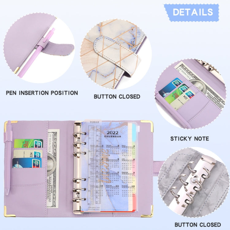 A6 Loose-leaf Notebook Budget Book Marbled Handbook,Style: Basic Model(Purple) - Notebooks by buy2fix | Online Shopping UK | buy2fix