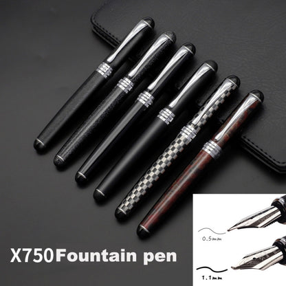 X750 Stationery Stainless Steel Fountain Pen Medium Nib Ink Pens School Oiifice Gift, Nib Size:0.5mm(Silver) - Fountain Pens by buy2fix | Online Shopping UK | buy2fix