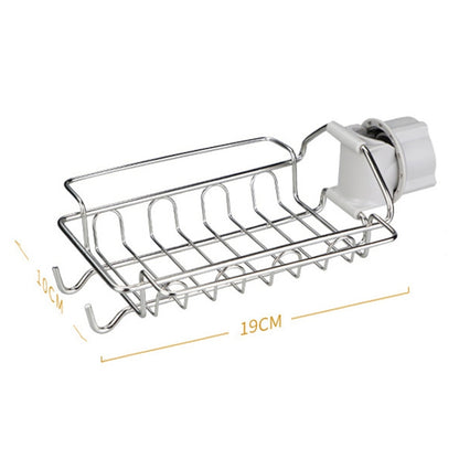 Faucet Rack Stainless Steel Perforated Free Kitchen Sink Storage Rack Rag Sponge Drain Rack, Style:Type B - Shelf by buy2fix | Online Shopping UK | buy2fix