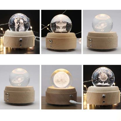 Girl Bedside Lamp Crystal Ball Wooden Base Music Box Charging Glow Rotating Night Light, Random Music(Eternal Flower) - Novelty Lighting by buy2fix | Online Shopping UK | buy2fix