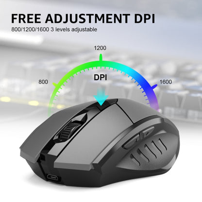 Inphic A1 6 Keys 1000/1200/1600 DPI Home Gaming Wireless Mechanical Mouse, Colour: Black Wireless+Bluetooth 4.0+Bluetooth 5.0 - Wireless Mice by Inphic | Online Shopping UK | buy2fix