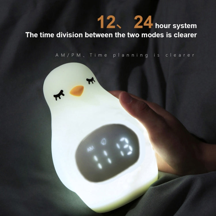 Creative Multifunctional Penguin Silicone Cute Beans Wake Children Sleeping LED Electronic Alarm Clock(Yellow Light) - Novelty Clock by buy2fix | Online Shopping UK | buy2fix