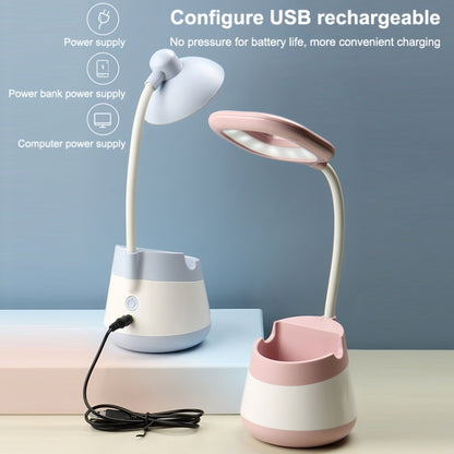 USB Charging LED Desk Light Eye Protection Lamp with Pen Holder and Phone Holder(CS276-3 Green) - Desk Lamps by buy2fix | Online Shopping UK | buy2fix