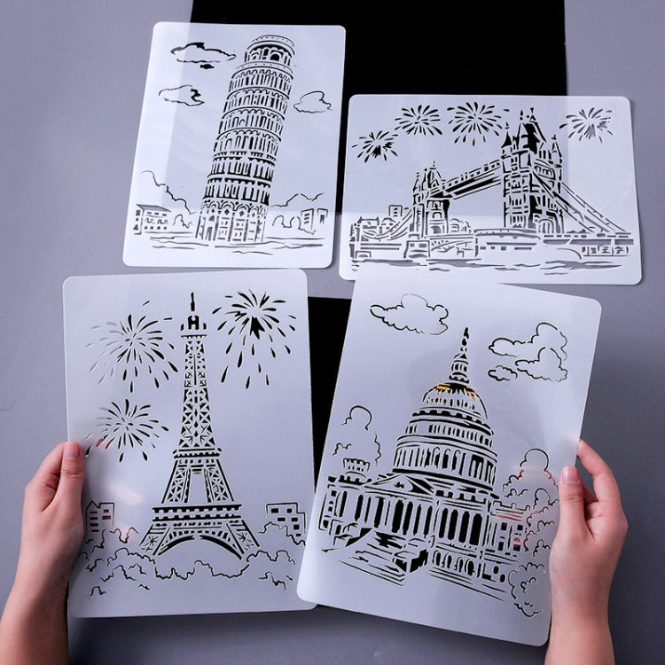 3 Pisa Tower Construction Series Painting Template Theme City A4 Label Template - Art Supplies by buy2fix | Online Shopping UK | buy2fix