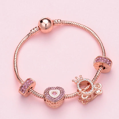 SL126 19cm Women Rose Gold Beaded Bracelet - Bracelets by buy2fix | Online Shopping UK | buy2fix