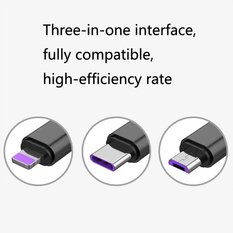 2 PCS ZZ034 USB To 8 Pin + USB-C / Type-C + Micro USB 3 In 1 Fast Charging Cable, Style: Mini-Blue - Multifunction Cable by buy2fix | Online Shopping UK | buy2fix