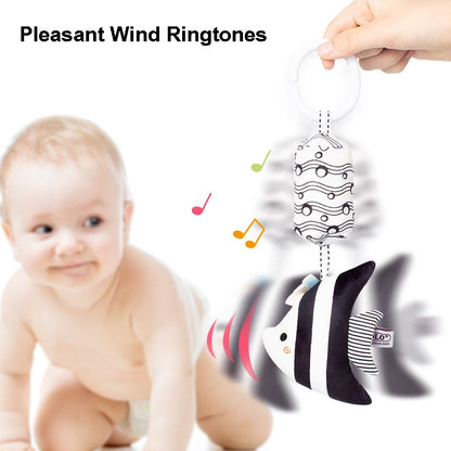 TOLOLO T168231-4 Newborn Bed Bell Early Education Toy Visually Inspires Black And White Wind Chimes Baby Bed Hanging(4B Striped Fish) - Baby Toys by buy2fix | Online Shopping UK | buy2fix