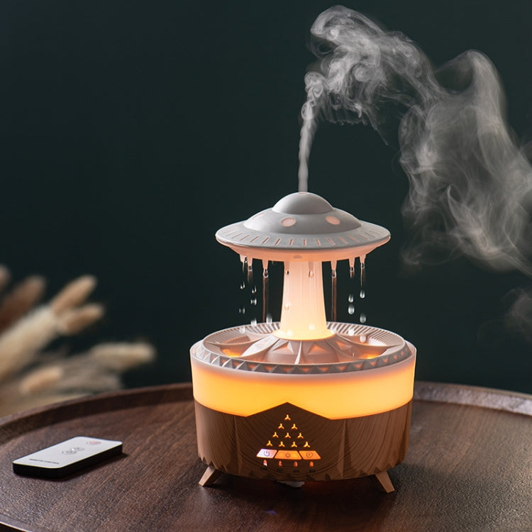 UFO Water Drop Aromatherapy Humidifier Desktop Remote Control Diffuser, Plug: AU Plug(Wood Grain) - Air Purifiers & Accessories by buy2fix | Online Shopping UK | buy2fix