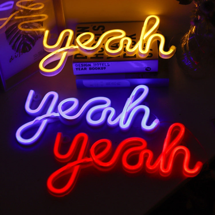 LED Yeah Neon Lights Bedroom Decoration Night Light(Blue Light) - Holiday Lights by buy2fix | Online Shopping UK | buy2fix