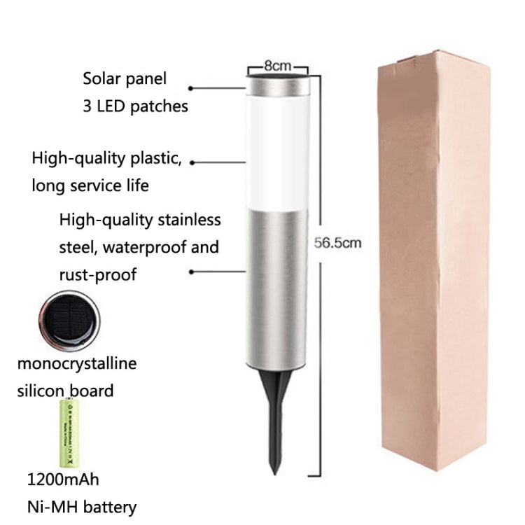 DSA-001 Solar Garden Column Outdoor Lawn Light, Style: Silver-Warm Light - Solar Lights by buy2fix | Online Shopping UK | buy2fix