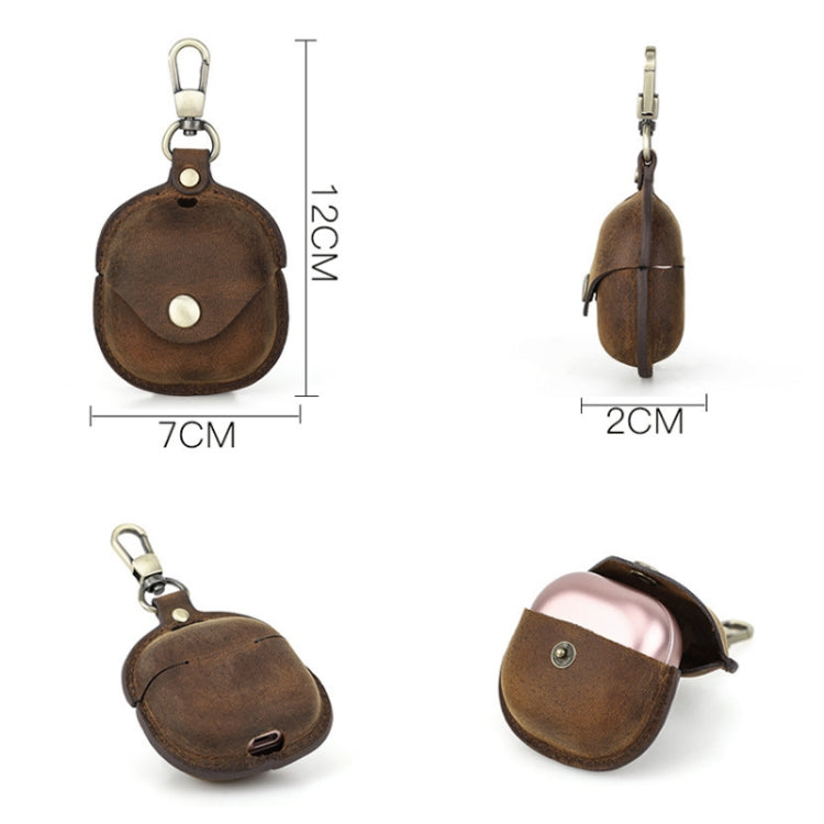Crazy Horse Leather Wireless Bluetooth Earphone Cover For Samsung Galaxy Buds2(Brown) - Samsung Earphone Case by buy2fix | Online Shopping UK | buy2fix