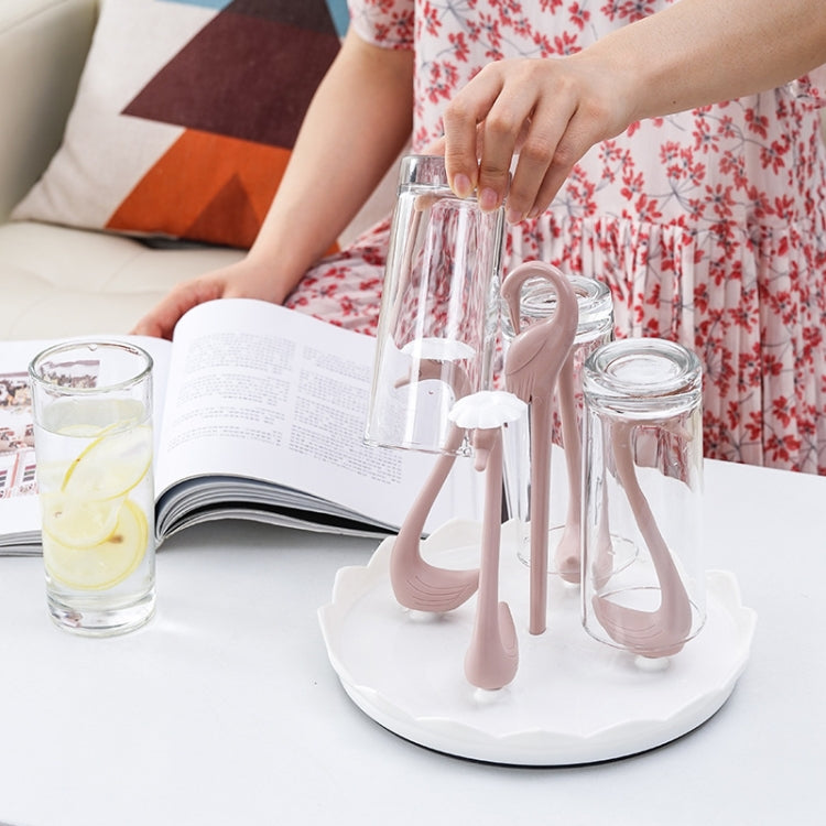 Home Portable Drainer Cup Holder With Rotatable Tray, Specification: Four Cups(Light Pink) - Shelf by buy2fix | Online Shopping UK | buy2fix