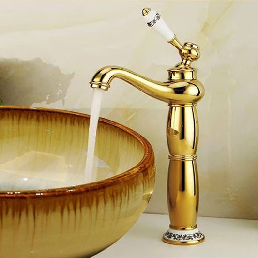 Antique Hot and Cold Bathroom Washbasin Faucet, Style: High Model+Water Inlet Pipe - Faucets & Accessories by buy2fix | Online Shopping UK | buy2fix