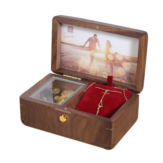 Wooden Jewelry Storage Music Box with Photo Frame Function, Spec: Walnut+Necklace Flannel - Music Box by buy2fix | Online Shopping UK | buy2fix