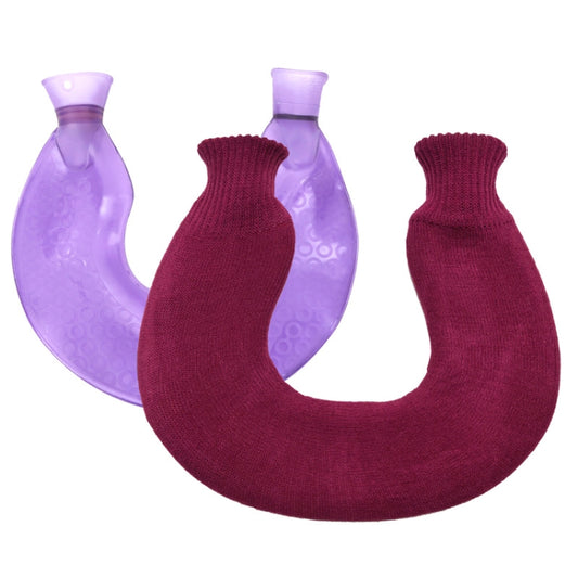 U-shaped PVC Hot Compress Shoulder And Neck Explosion-proof Water Injection Hot Water Bag(Purple + Purple Knitted) - Hot Water Bags by buy2fix | Online Shopping UK | buy2fix