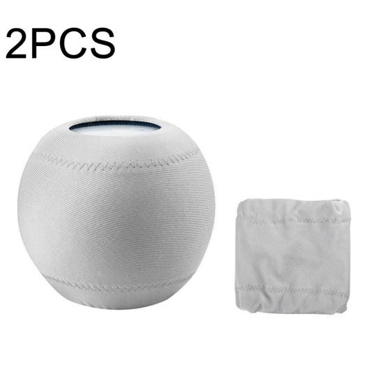 2 PCS For Homepod Mini Smart Speaker Dust Cover Stretch Cloth Audio Protection Cover(Light Gray) - Protective Case by buy2fix | Online Shopping UK | buy2fix