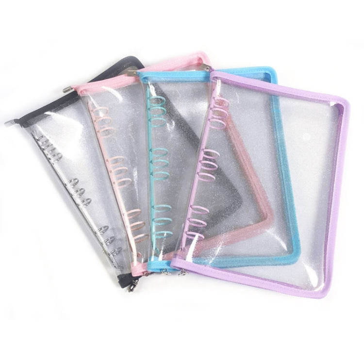 B5 9 Rings Loose-leaf Journal Clear PVC Cover Zipper Planner Notebook Without Inner Pages(Pink) - Notebooks by buy2fix | Online Shopping UK | buy2fix