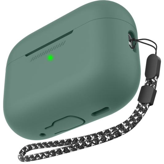 For AirPods Pro 2 AhaStyle PT187 Silicone One-Piece Protective Case With Lanyard Case(Green) - For AirPods Pro 2 by AhaStyle | Online Shopping UK | buy2fix