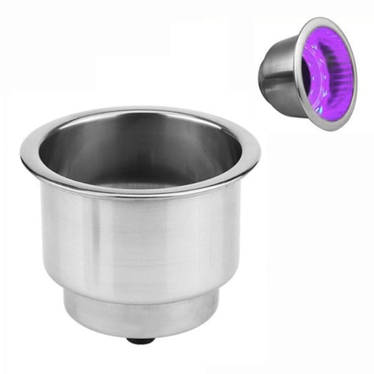 15LED Stainless Steel Cup Holder Yacht RV Modification(Purple) - Marine Accessories & Parts by buy2fix | Online Shopping UK | buy2fix