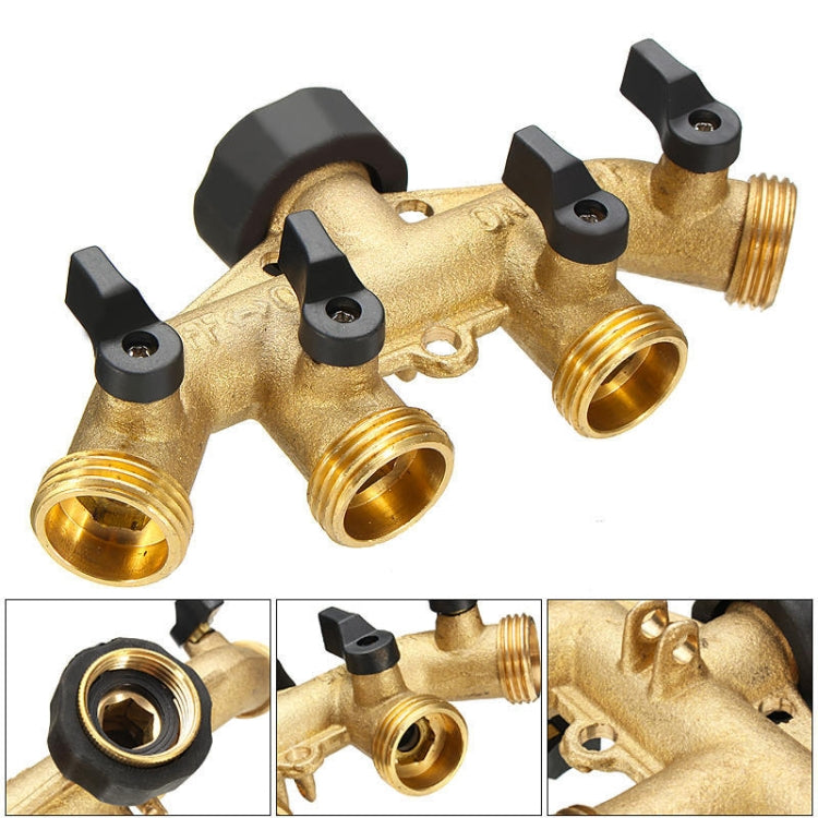 Garden Watering Agricultural Irrigation Family Car Wash Faucet Copper 4-way Ball Valve Water Divider(European Thread) - Watering & Irrigation by buy2fix | Online Shopping UK | buy2fix