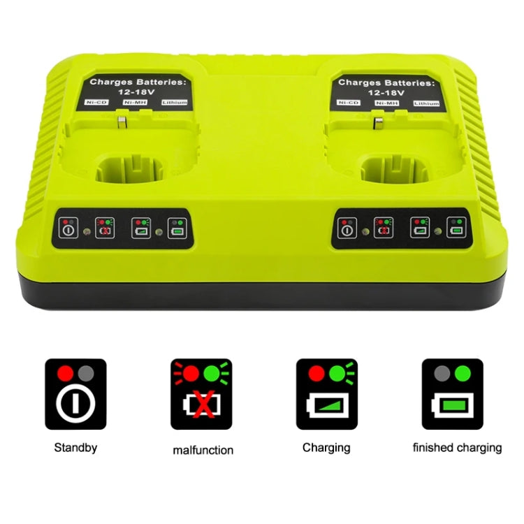 For RYOBI P108 / P117 12-18V Lithium Nickel Battery Dual Port Charger, Plug: EU - Electric Saws & Accessories by buy2fix | Online Shopping UK | buy2fix