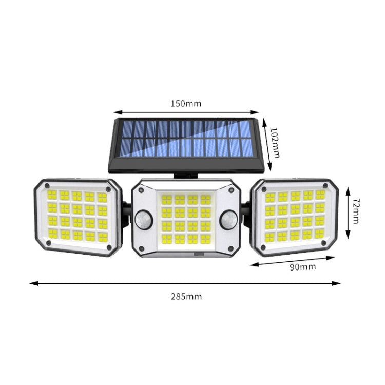 Outdoor Triple Head 224LEDs Dual Sensor Solar Wall Light Rotating Body Sensor Light Garden Home Lighting, Style: Integral - Solar Lights by buy2fix | Online Shopping UK | buy2fix