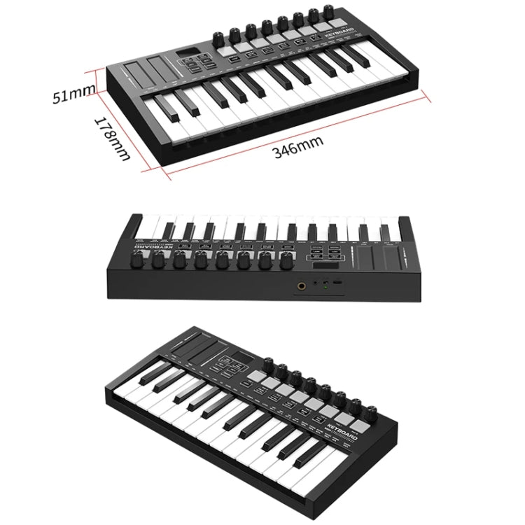 MD02 25 Key USB Keyboard And Drum Pad MIDI Controller Keyboard Piano(Black) - Keyboard Instruments by buy2fix | Online Shopping UK | buy2fix