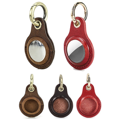 For Airtag CONTACTS FAMILY CF1139 First-layer Cowhide Tracker Protective Case Pet Locator Leather Case(Dark Brown) - Key Chain Series by CONTACTS FAMILY | Online Shopping UK | buy2fix