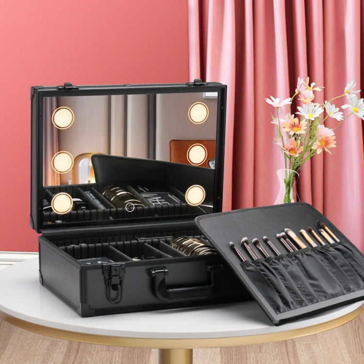 18 Inch 6 LEDs Rechargeable Dimmable Makeup Bag with Mirror and Lights - Storage Boxes by buy2fix | Online Shopping UK | buy2fix