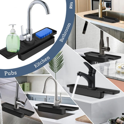 Kitchen Faucet Silicone Drainage Mat Sponge Shelf Organizer Splash-Proof Sink Drainage Mat(Black) - Faucets & Accessories by buy2fix | Online Shopping UK | buy2fix