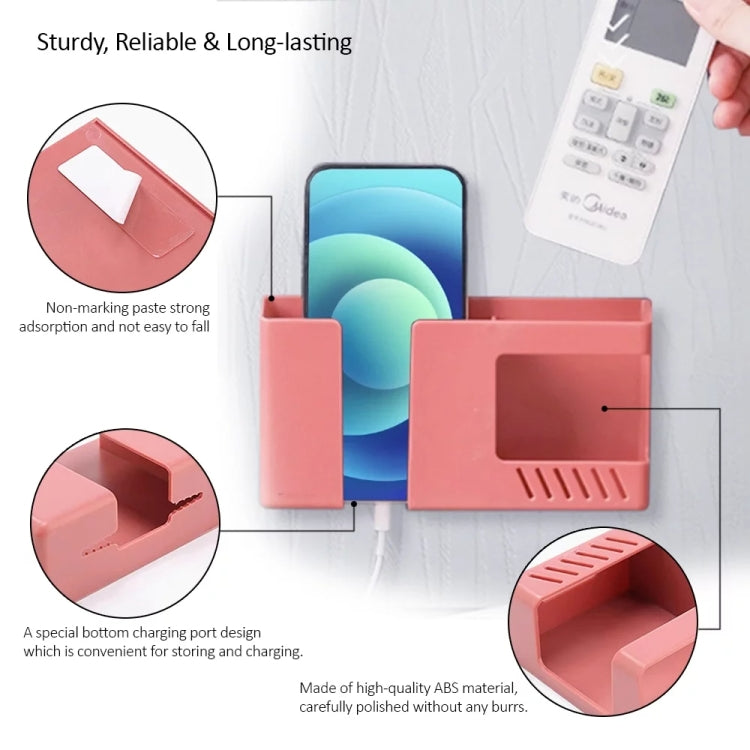 Double Grid Wall-Mounted Storage Box Remote Control Sundries Organizer Mobile Phone Charging Holder(Yellow) - Storage Boxes by buy2fix | Online Shopping UK | buy2fix