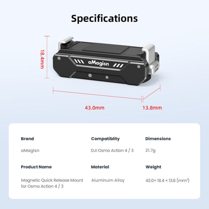 For DJI Osmo Action 4 / 3 aMagisn Magnetic Fast Disassembly Motion Camera Accessories - Other by aMagisn | Online Shopping UK | buy2fix