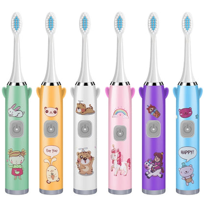 USB Charging Fully Automatic Ultrasonic Cartoon Children Electric Toothbrush, Color: White with 1 Head - Toothbrushes by buy2fix | Online Shopping UK | buy2fix